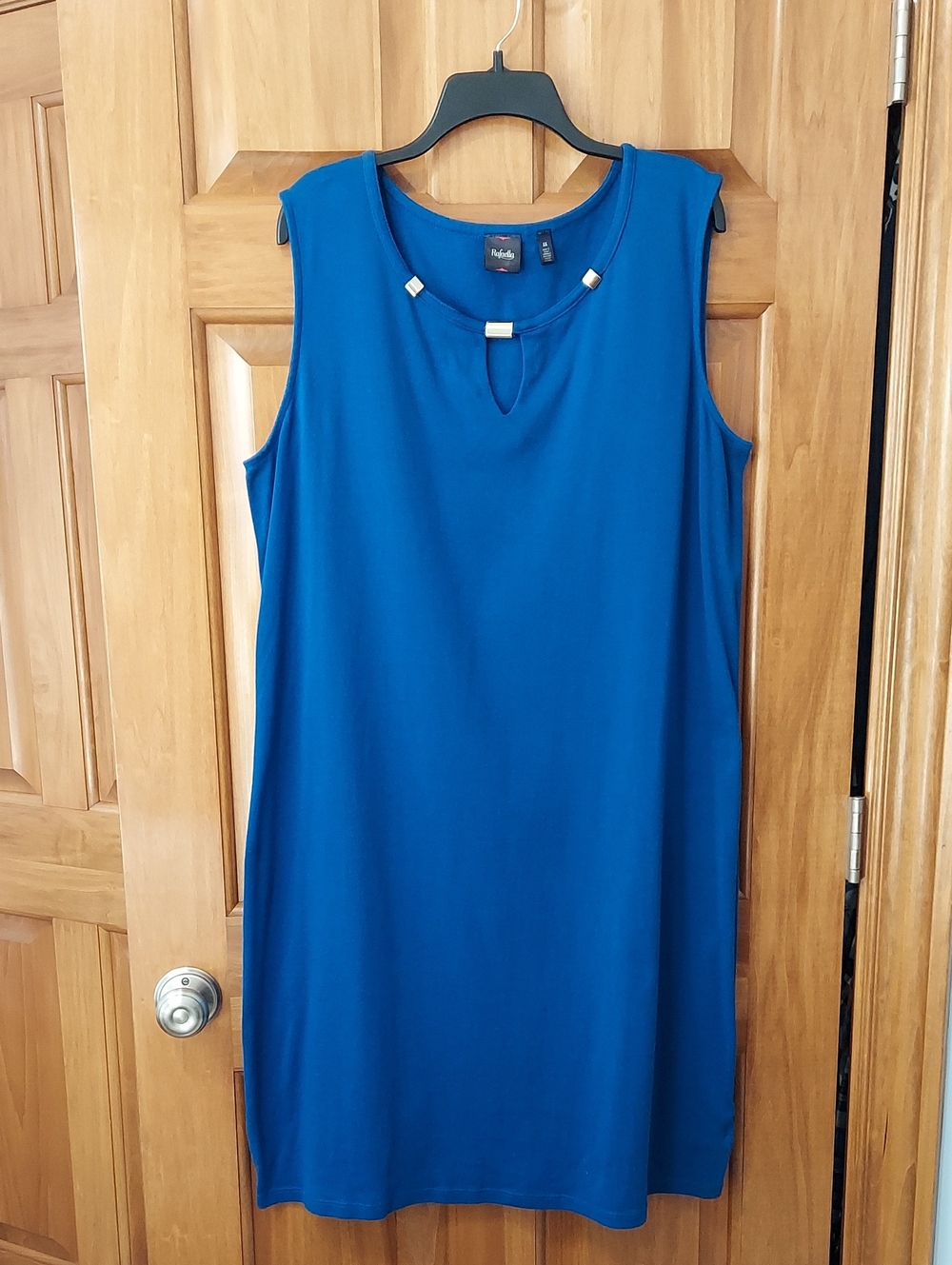 Rafaella Royal Blue Midi Dress with Gold Jewelry Accents Plus Size 2X Like New